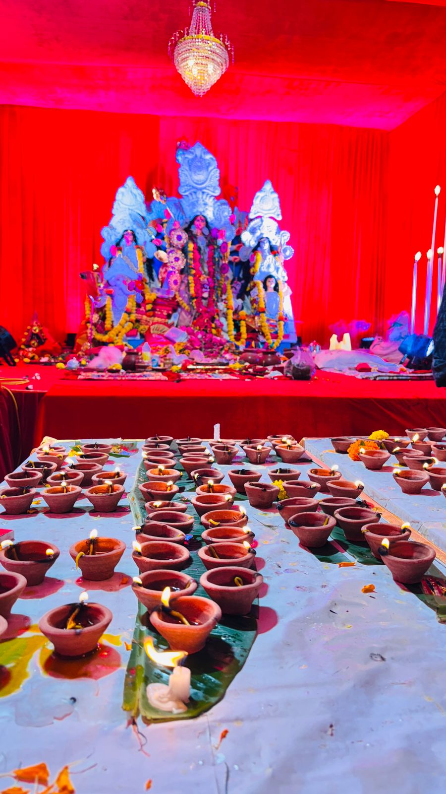 Offerings laid out before Maa Durga at Pujo 2025